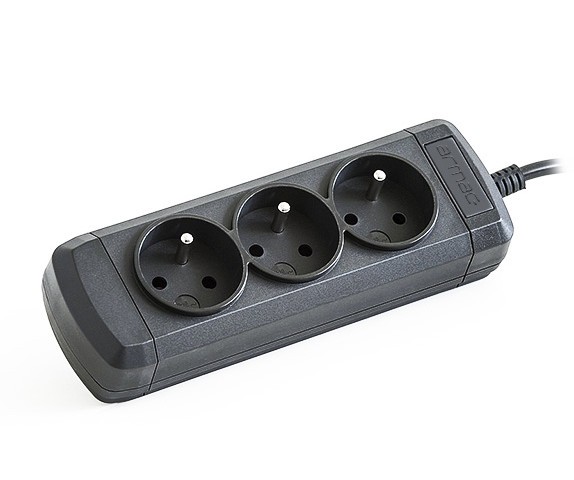 POWER STRIP ARMAC ARCOLOR3 5M 3X FRENCH OUTLETS BLACK 1