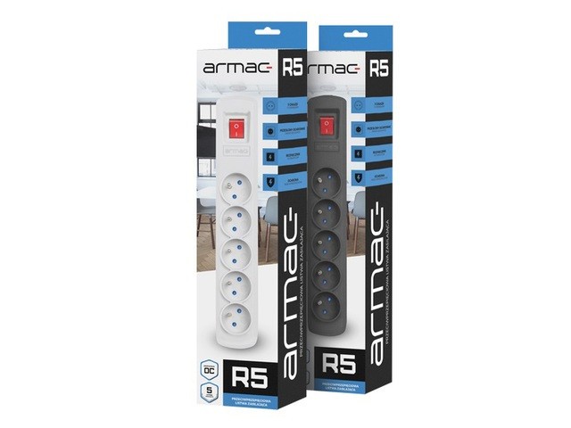 SURGE PROTECTOR ARMAC R5 3M 5X FRENCH OUTLETS 10A BLACK 3
