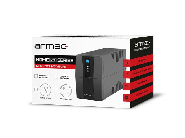 UPS ARMAC HOME LITE HL/650E/LED/V2 LINE-INTERACTIVE 650VA 2X FRENCH OUTLETS LED 5
