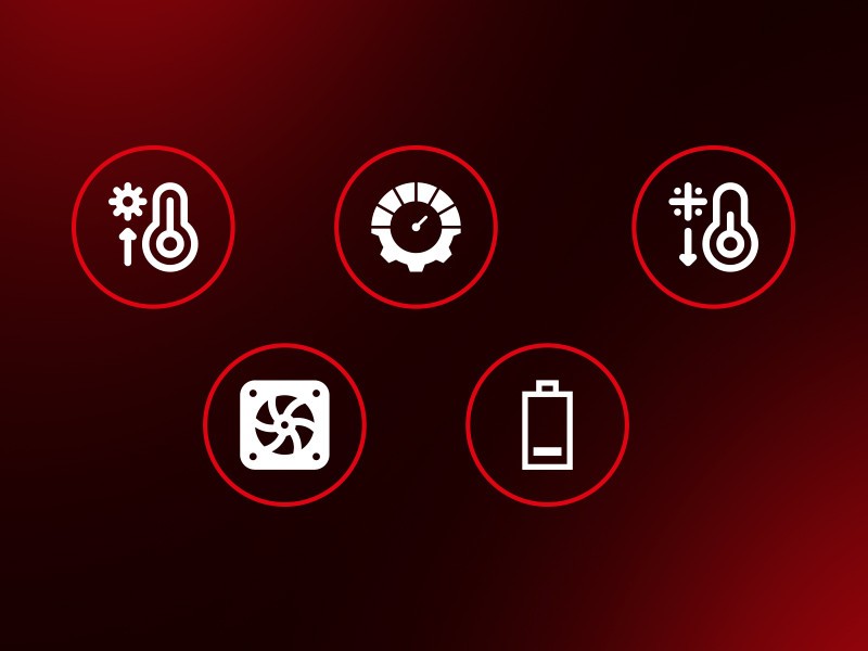 Icons showing factors affecting UPS battery life, such as temperature, ventilation, and load.